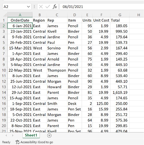 Sorting Data in Excel