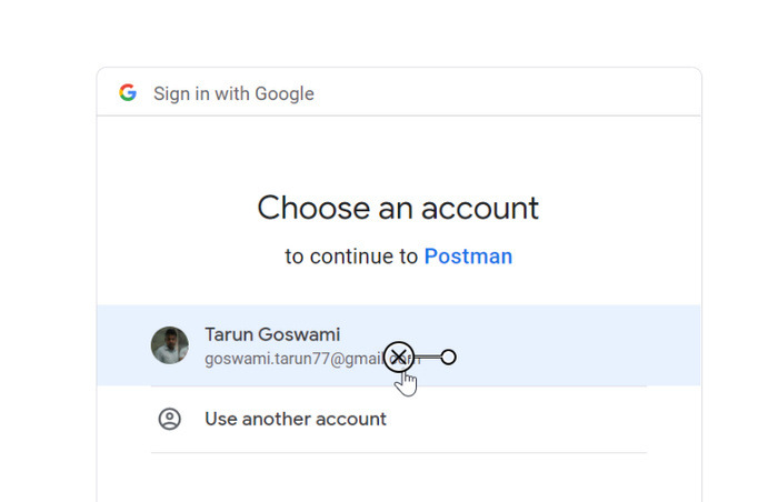choose google sign in option for postman