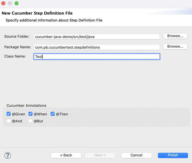 create new step definition file using Cucumber Eclipse Plugin