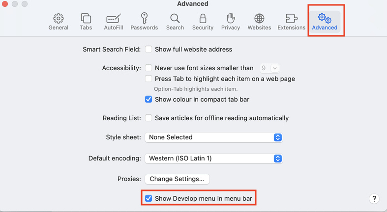 enable developer menu in mac safari browser