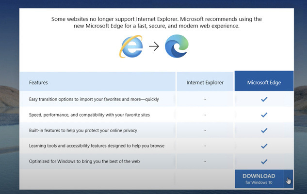 Download Windows 10 Version using Internet Explorer