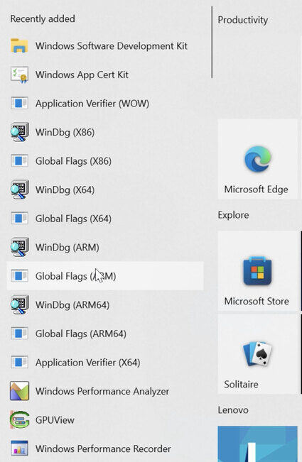 list all Windows sdk tools