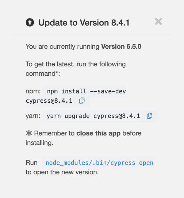 how to update cypress version